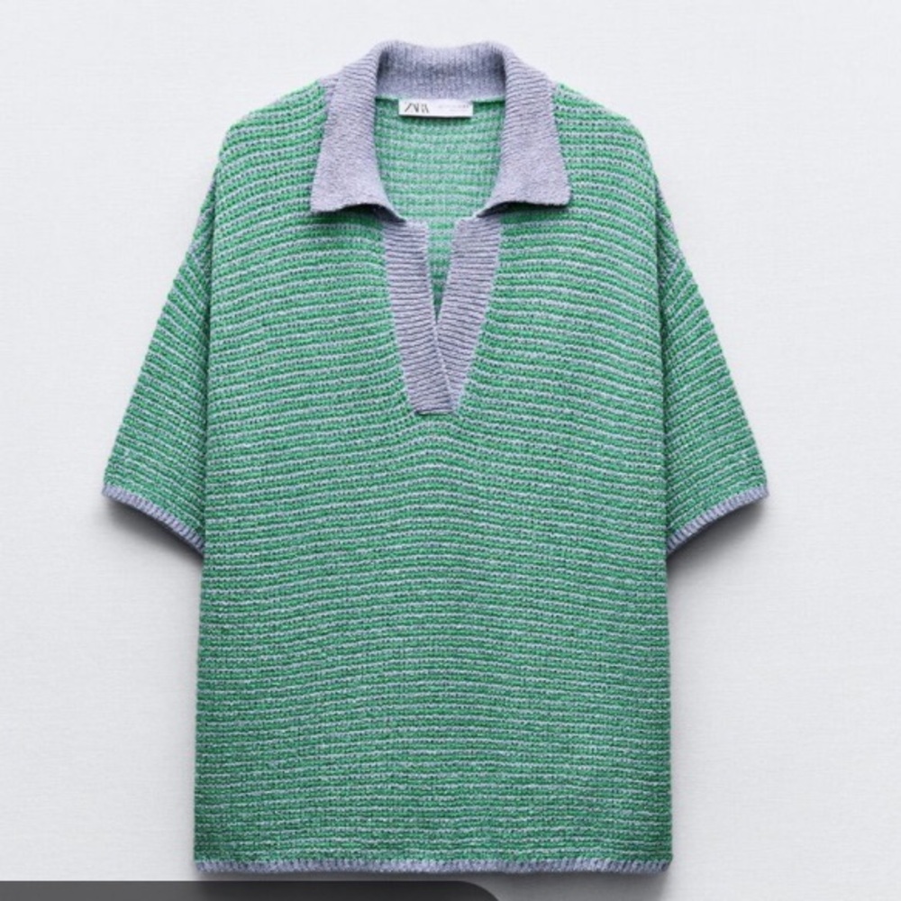 Zara Green Knit Pullover Top 6427/041/330 NWOT